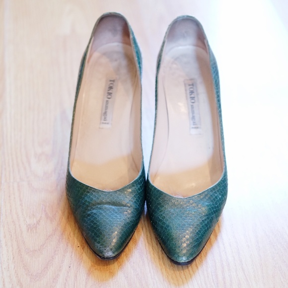 Vintage Tokio Kumagai Alligator Green Leather Heel - Picture 2 of 6